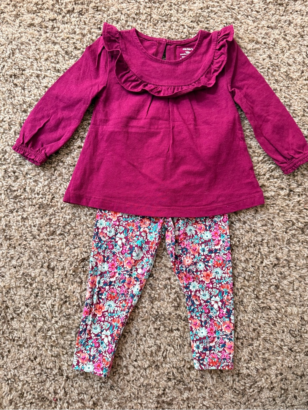 Carter's Berry Ruffle-Front Top with Floral Print Leggings